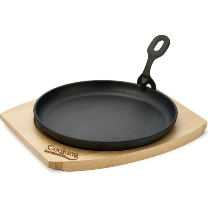 Steak pan with wooden base cast iron 22cm HR-YT-912 HEINNER