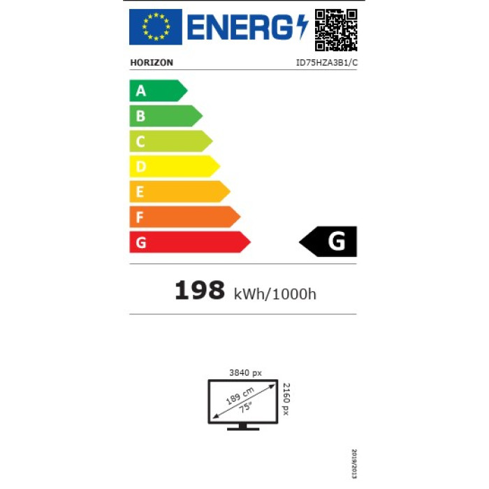 Interaktīva tāfele, displejs A3C 75'' A13, 4K ULRTA HD, ID75HZA3B1/C, HORIZON