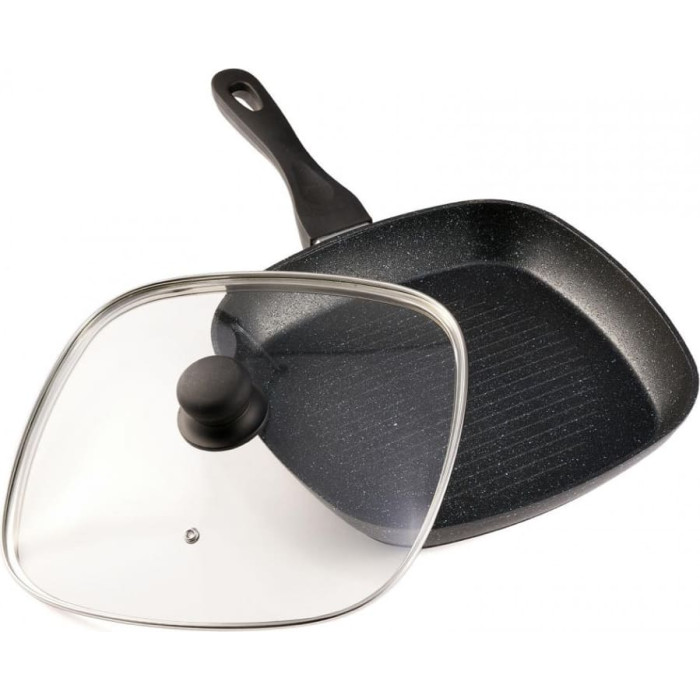 Grill pan with lid aluminum with nonstick coating 28x4cm HR-BET-ROCA28G HEINNER