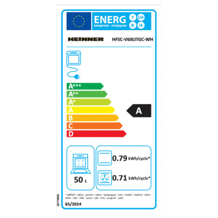 Kombinētā gāzes plīts HFSC-V60LITGC-WH HEINNER