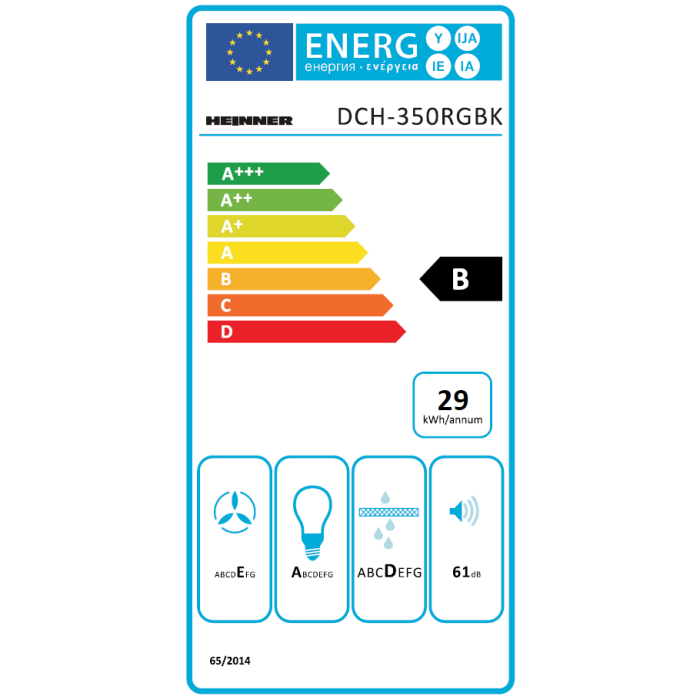Tvaika nosūcējs DCH-350RGBK HEINNER