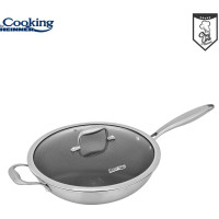 Wok pan with lid stainless steel with ceramic coating 4.5L 30x8.5cm HR-MRK-28W HEINNER