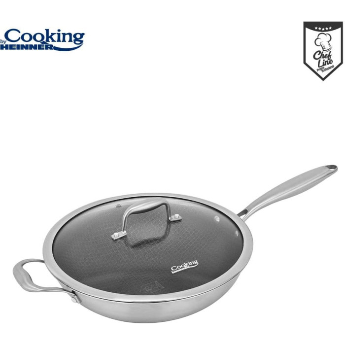 Wok pan with lid stainless steel with ceramic coating 4.5L 30x8.5cm HR-MRK-28W HEINNER