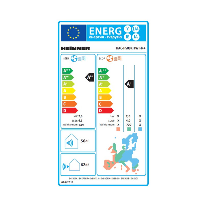 Gaisa kondicionieris OPAL, KIT+WIFI 9000BTU HAC-HS09KITWIFI++ HEINNER