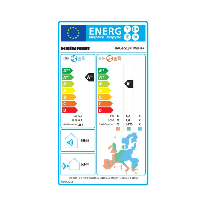 Gaisa kondicionieris OPAL, KIT+WIFI 18000BTU HAC-HS18KITWIFI++ HEINNER