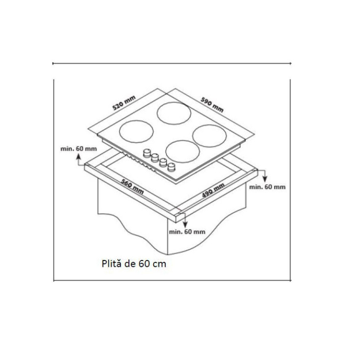 Built in gas stove HBH-S584WI-IX HEINNER