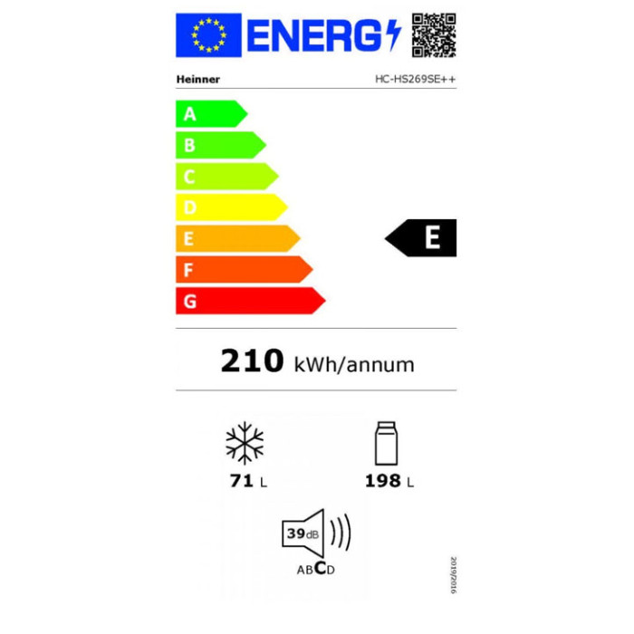 Ledusskapis Combi HC-HS269SE++ HEINNER