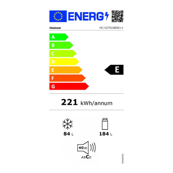 Ledusskapis Combi HC-V2701WDE++ HEINNER