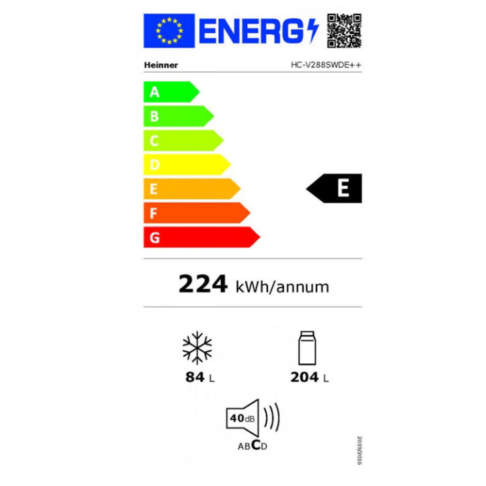 Ledusskapis Combi HC-V288SWDE++ HEINNER