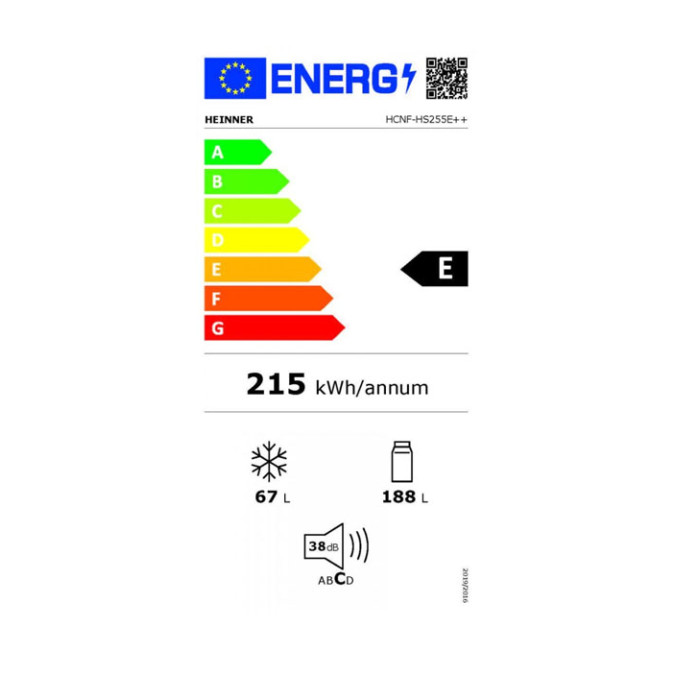 Ledusskapis Combi HCNF-HS255E++ HEINNER