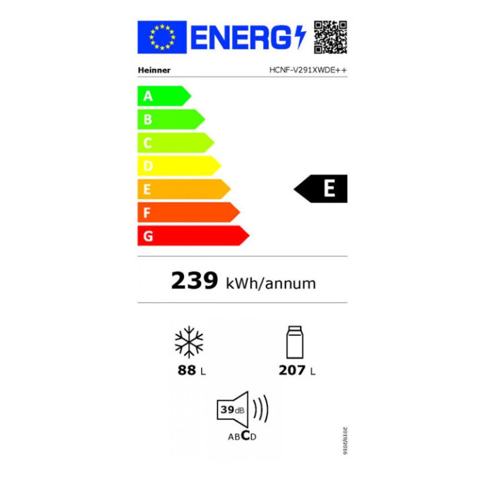 Ledusskapis Combi HCNF-V291XWDE++ HEINNER