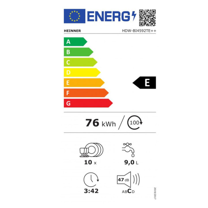 Iebūvējamā Trauku mazgājamā mašīna HDW-BI6006IE++ HEINNER