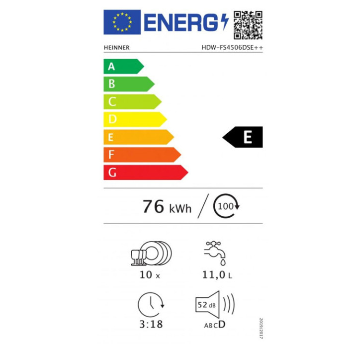 Trauku mazgājamā mašīna HDW-FS4506DSE++ HEINNER
