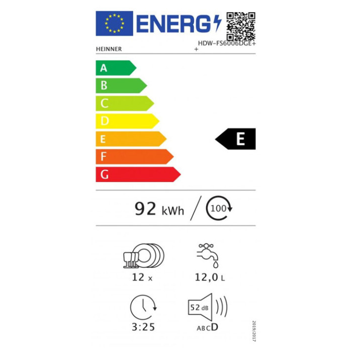 Trauku mazgājamā mašīna HDW-FS6006DGE++ HEINNER