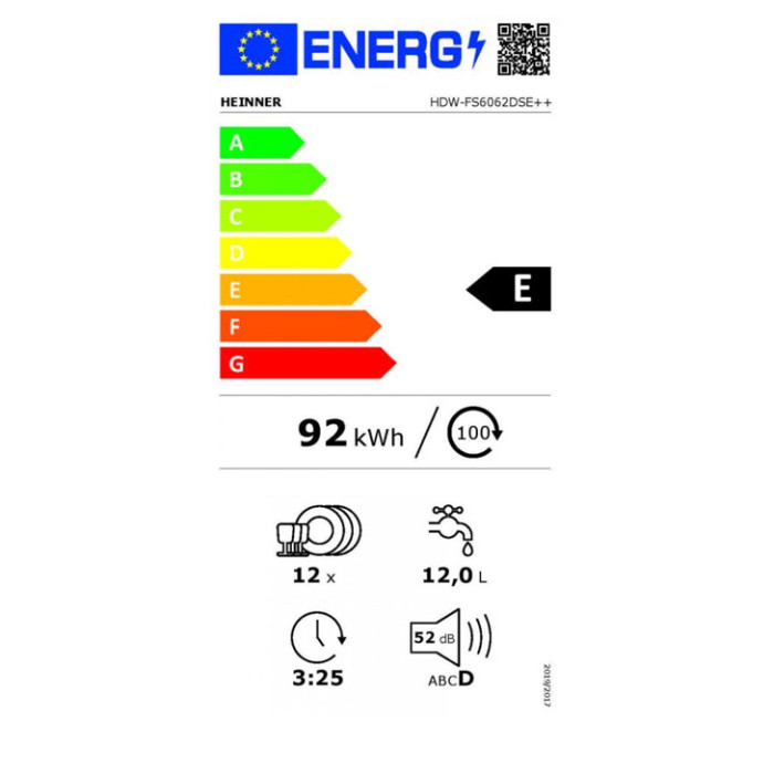 Trauku mazgājamā mašīna HDW-FS6062DSE++ HEINNER