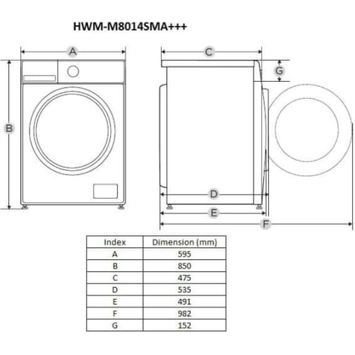Skalbimo mašina HWM-M8014SMA+++ HEINNER