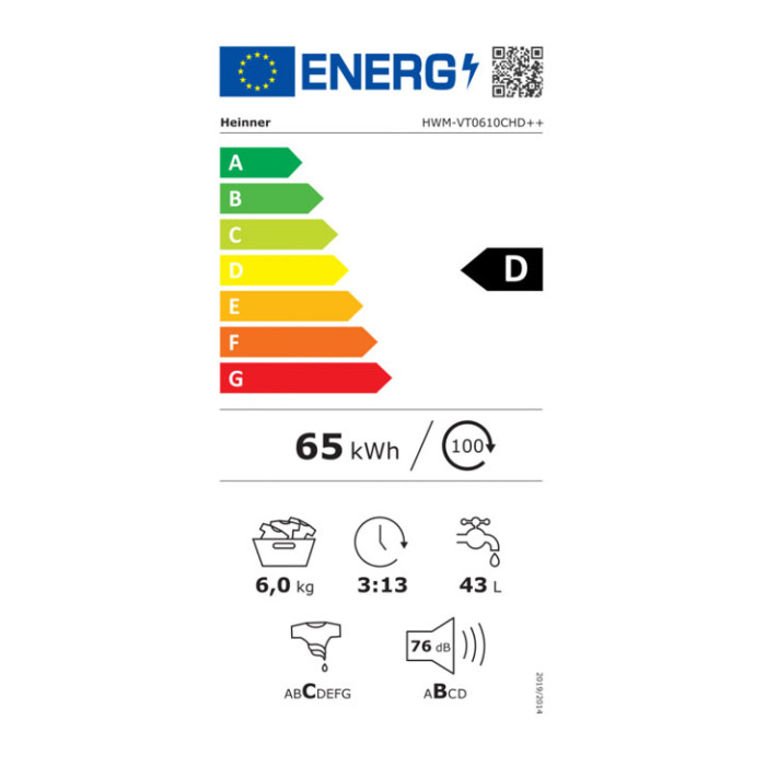 Veļas mazgājamā mašīna HWM-VT0610CHD++ HEINNER