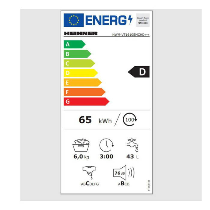 Veļas mazgājamā mašīna HWM-VT1610SMCHD++ HEINNER