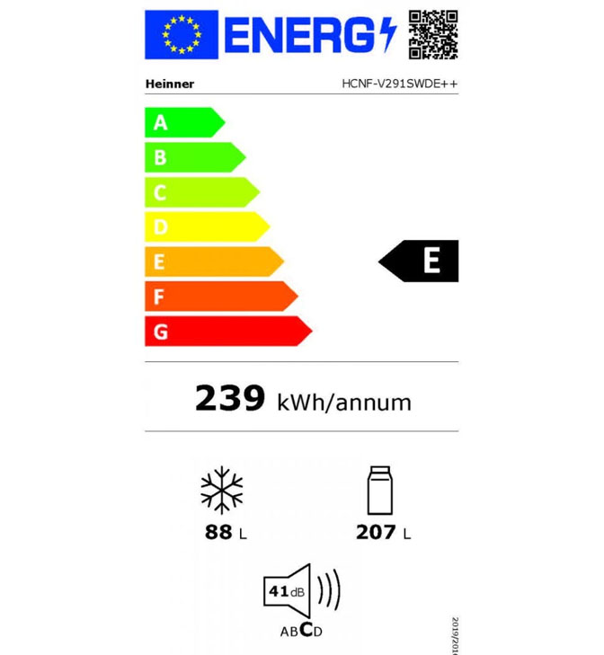 Šaldytuvas Combi HCNF-V291SWDE++ HEINNER