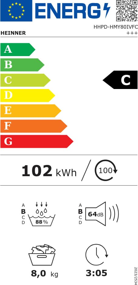 Džiovyklė 8kg HHPD-HMK80IVFC+++ HEINNER